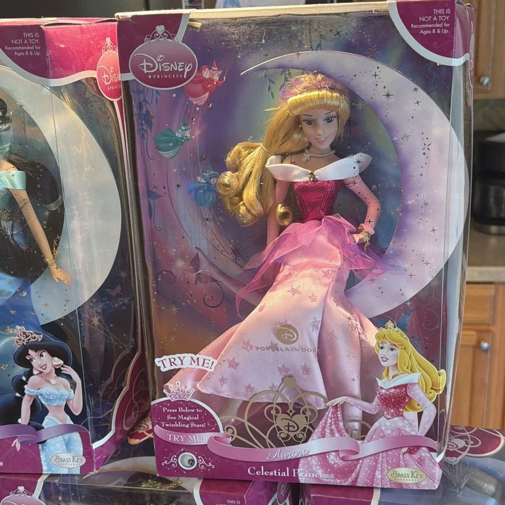 Brass Key Keepsakes Celestial Princess Disney Porcelain 5 Dolls New Unopened Box